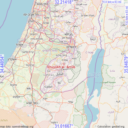 Shuyūkh al ‘Arrūb on map