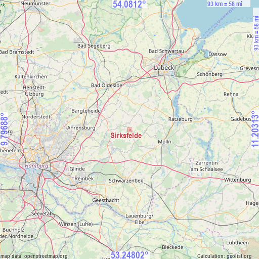 Sirksfelde on map