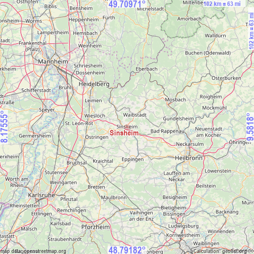 Sinsheim on map
