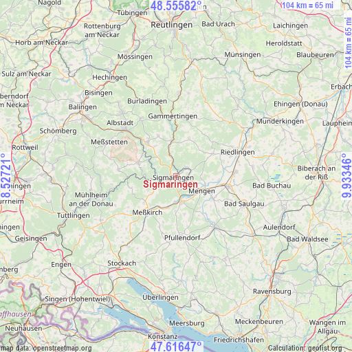 Sigmaringen on map