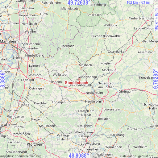 Siegelsbach on map