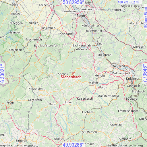 Siebenbach on map