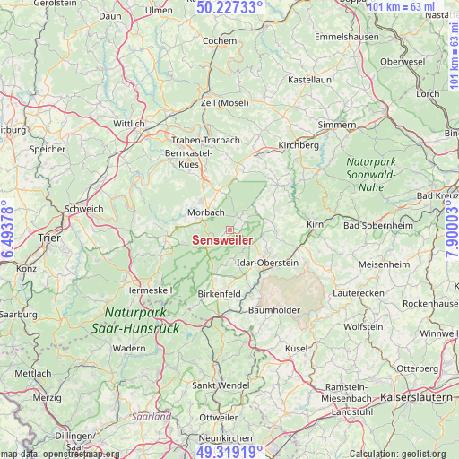 Sensweiler on map