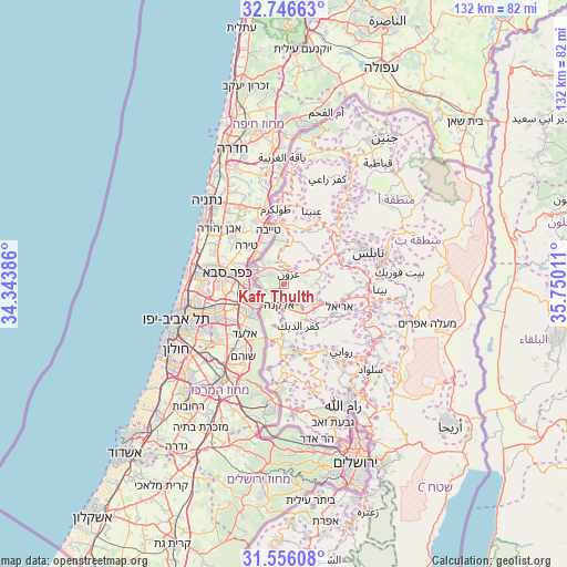 Kafr Thulth on map