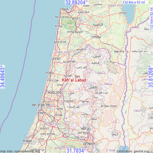 Kafr al Labad on map