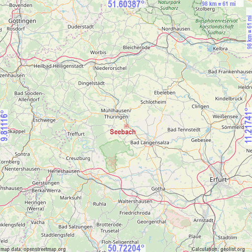 Seebach on map