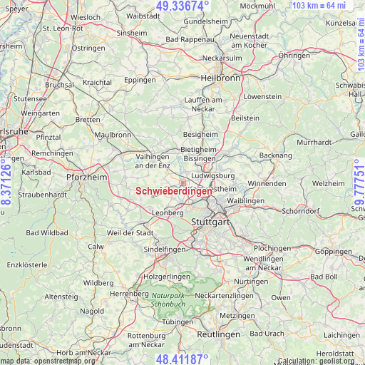 Schwieberdingen on map