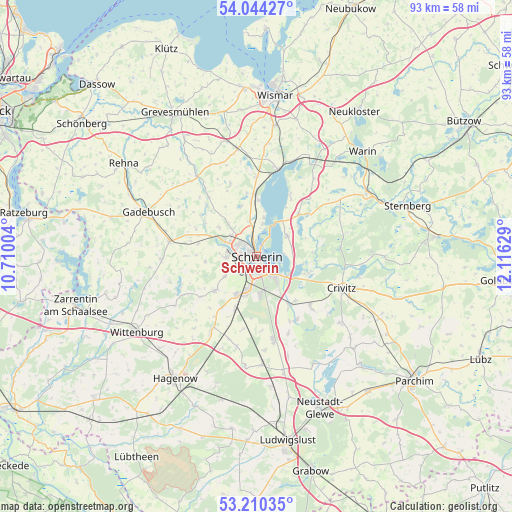 Schwerin on map