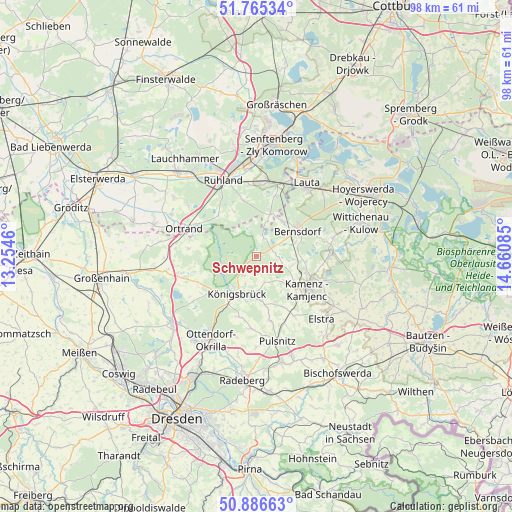 Schwepnitz on map