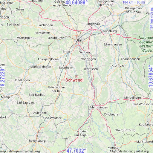 Schwendi on map