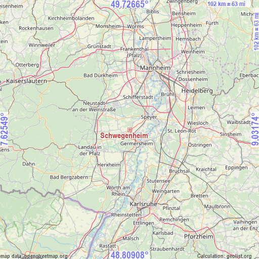 Schwegenheim on map