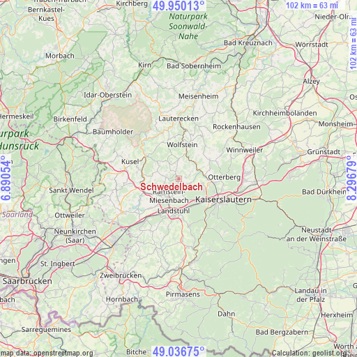 Schwedelbach on map