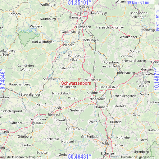 Schwarzenborn on map