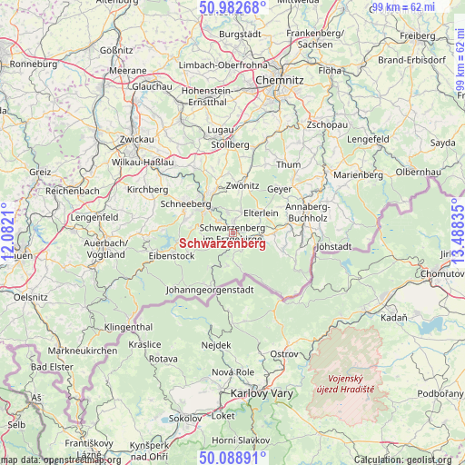 Schwarzenberg on map