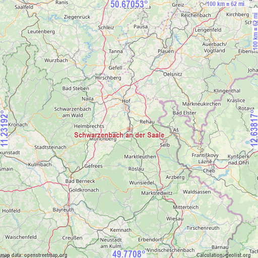 Schwarzenbach an der Saale on map