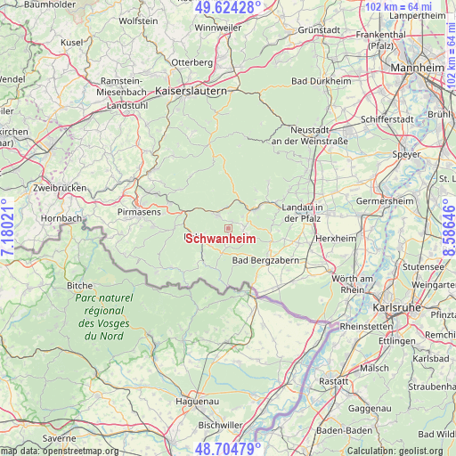 Schwanheim on map