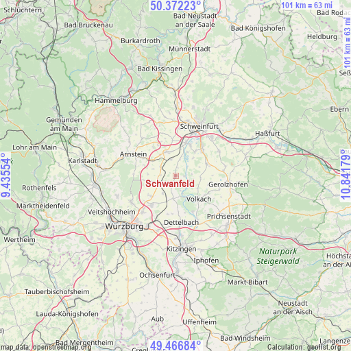 Schwanfeld on map