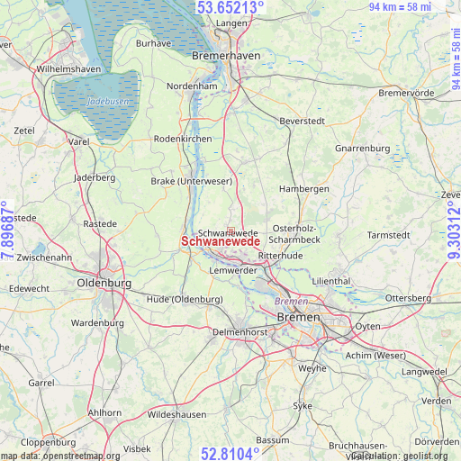 Schwanewede on map