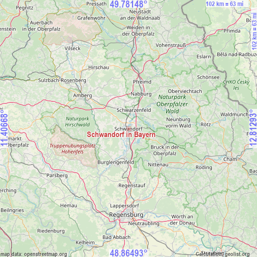 Schwandorf in Bayern on map