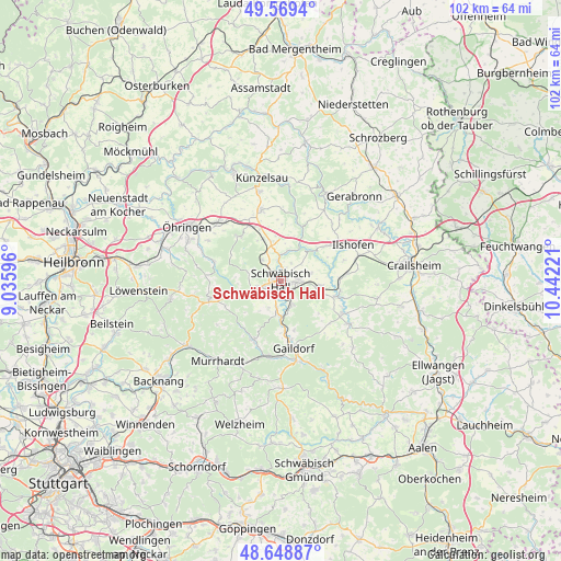Schwäbisch Hall on map