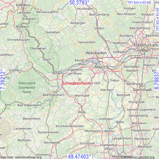 Schwabenheim on map