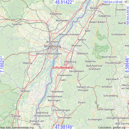 Schutterwald on map