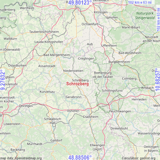 Schrozberg on map