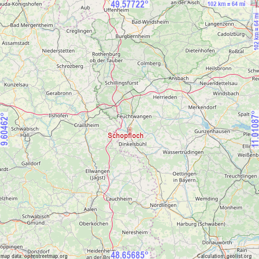 Schopfloch on map
