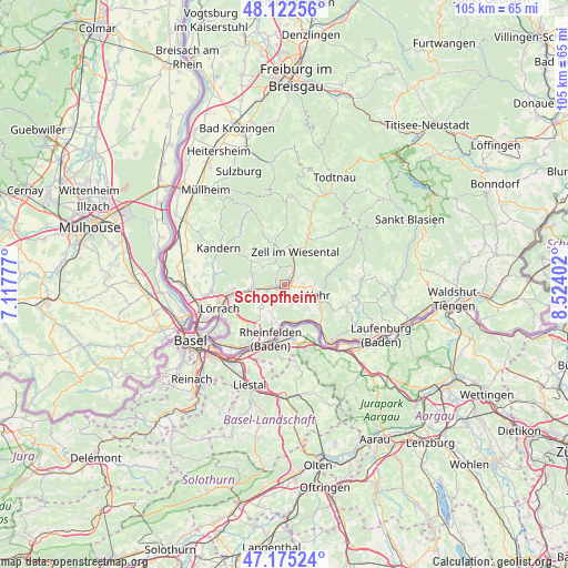 Schopfheim on map