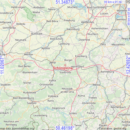 Schöngleina on map