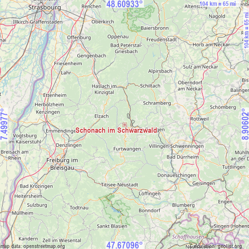 Schonach im Schwarzwald on map