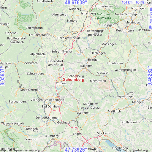 Schömberg on map
