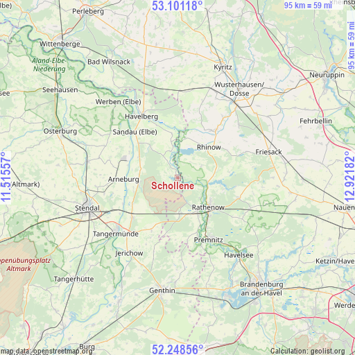 Schollene on map