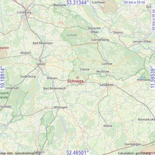 Schnega on map