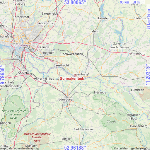 Schnakenbek on map