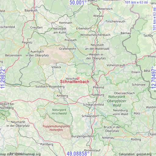 Schnaittenbach on map