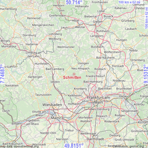 Schmitten on map
