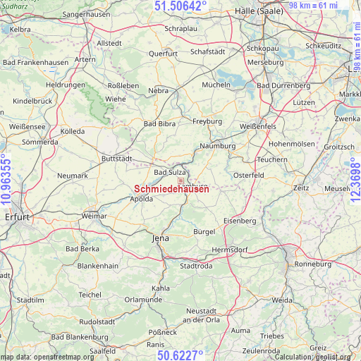 Schmiedehausen on map