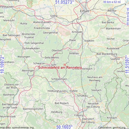 Schmiedefeld am Rennsteig on map