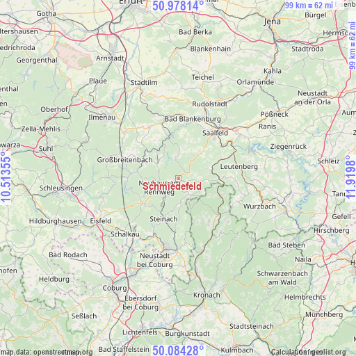 Schmiedefeld on map