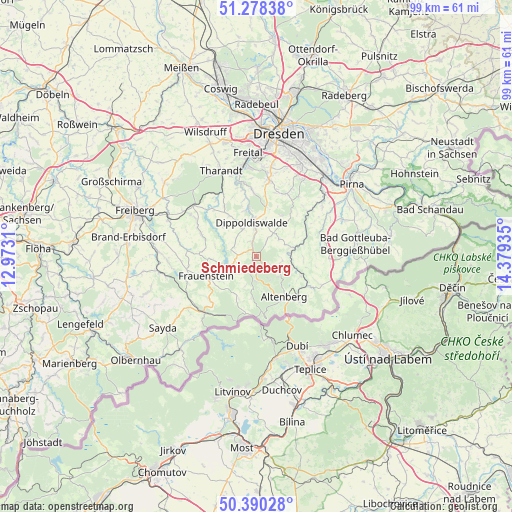 Schmiedeberg on map
