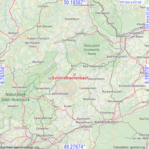 Schmidthachenbach on map