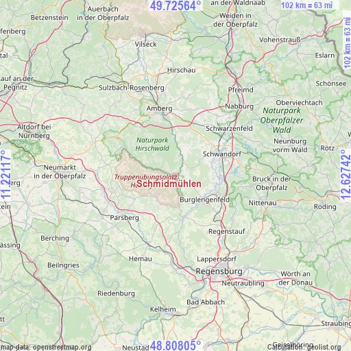 Schmidmühlen on map