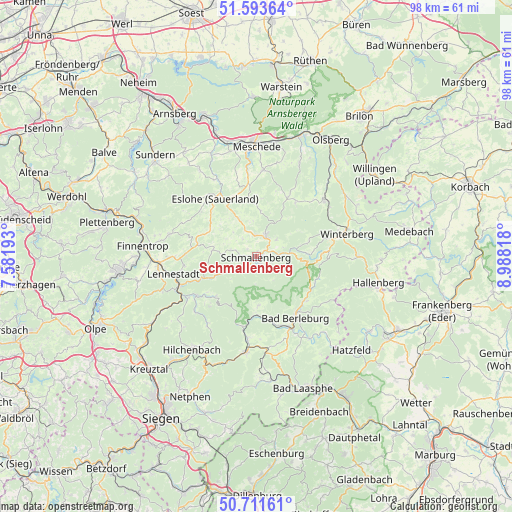 Schmallenberg on map