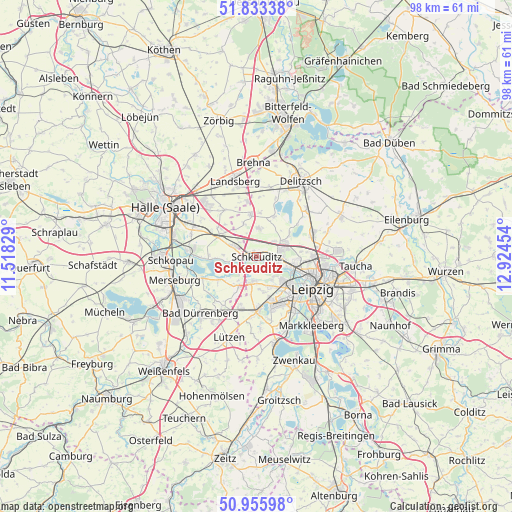 Schkeuditz on map