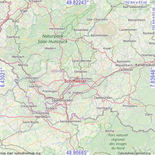 Schiffweiler on map