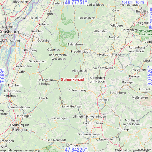 Schenkenzell on map