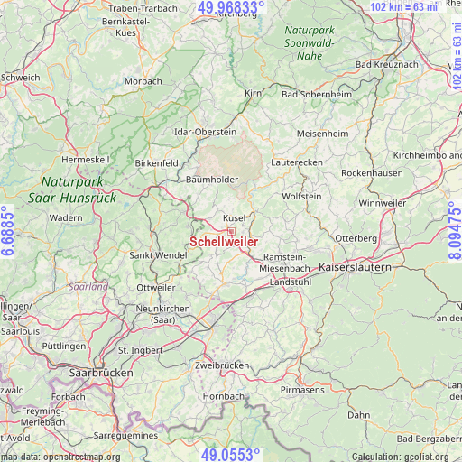 Schellweiler on map