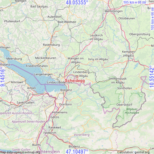Scheidegg on map