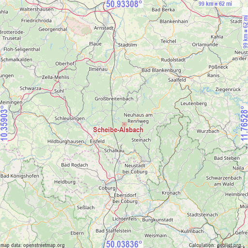 Scheibe-Alsbach on map